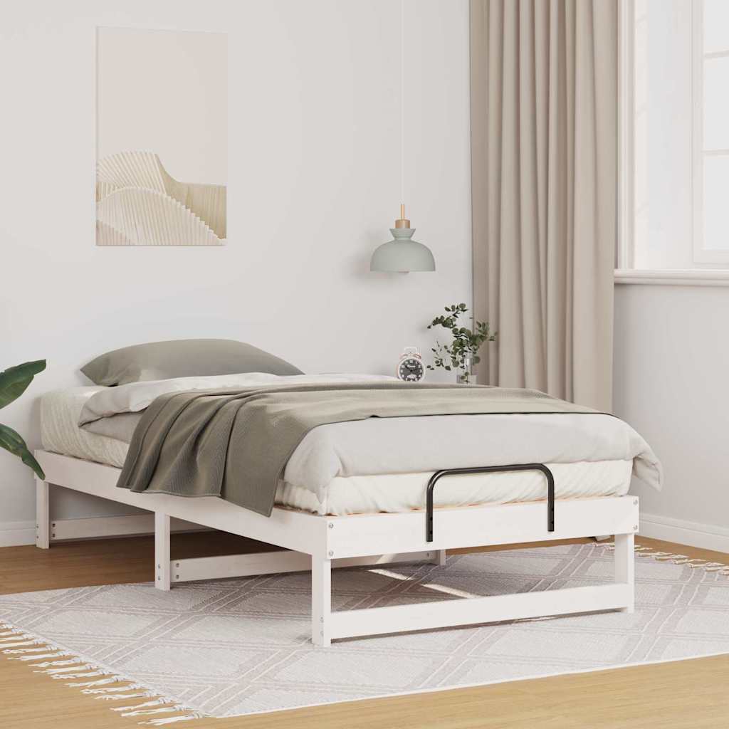 vidaXL Bed Frame White 90 x 200 cm Solid Pine Wood
