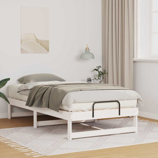vidaXL Bed Frame White 90 x 200 cm Solid Pine Wood