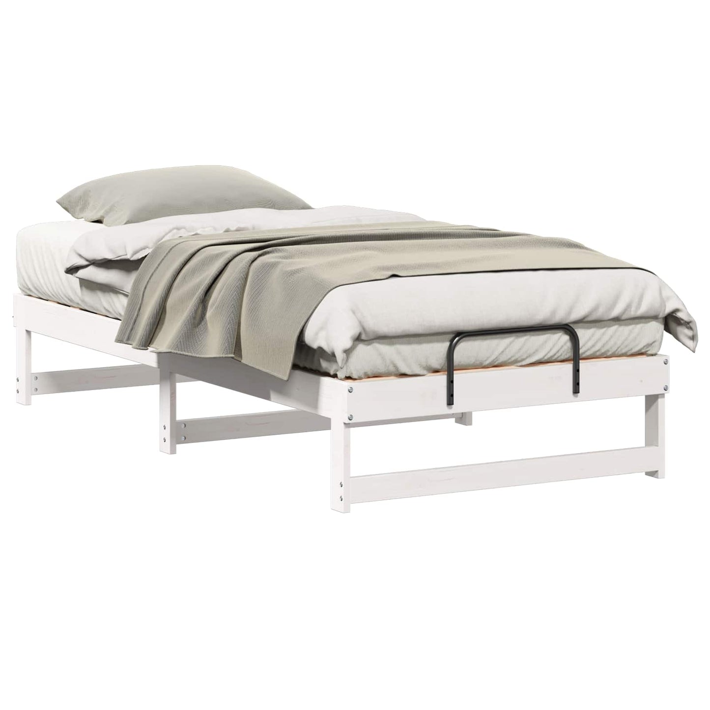 vidaXL Bed Frame White 75 x 190 cm Solid Pine Wood