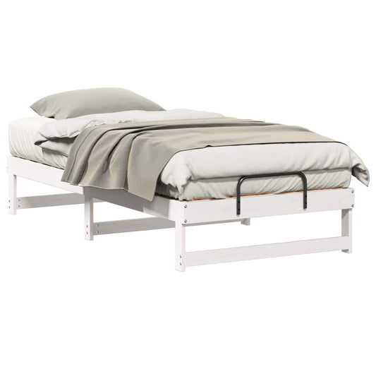 vidaXL Bed Frame White 75 x 190 cm Solid Pine Wood