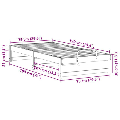 vidaXL Bed Frame White 75 x 190 cm Solid Pine Wood