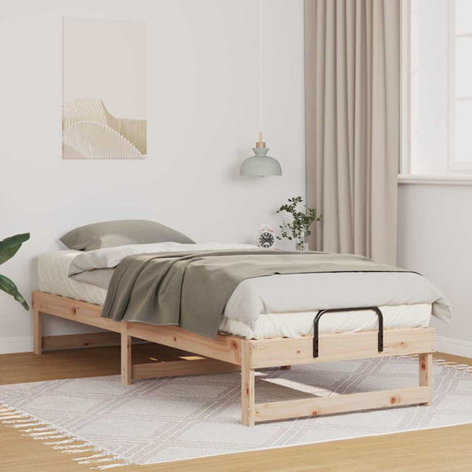 vidaXL Bed Frame Brown 80 x 210 cm Solid Pine Wood