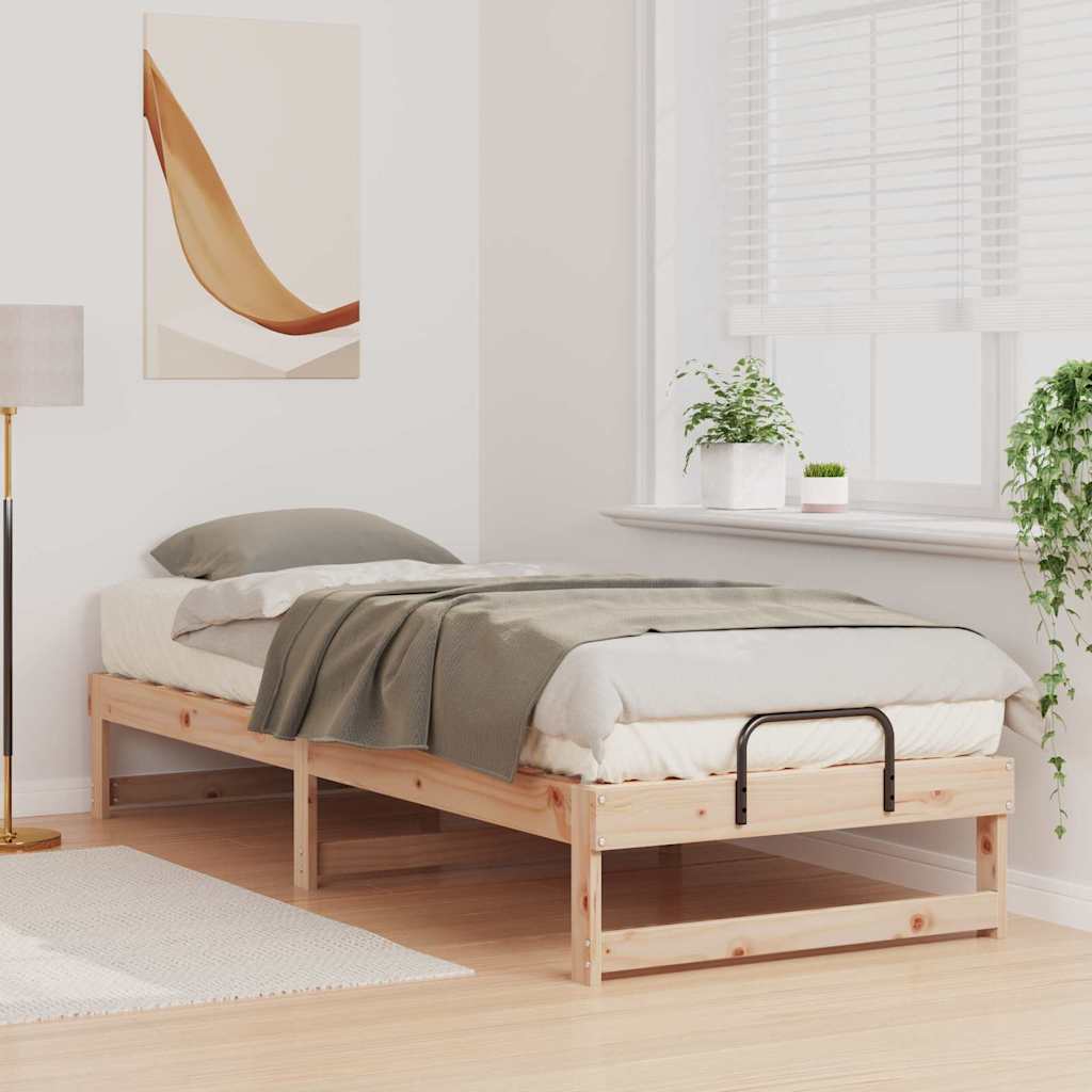 vidaXL Bed Frame Brown 80 x 210 cm Solid Pine Wood