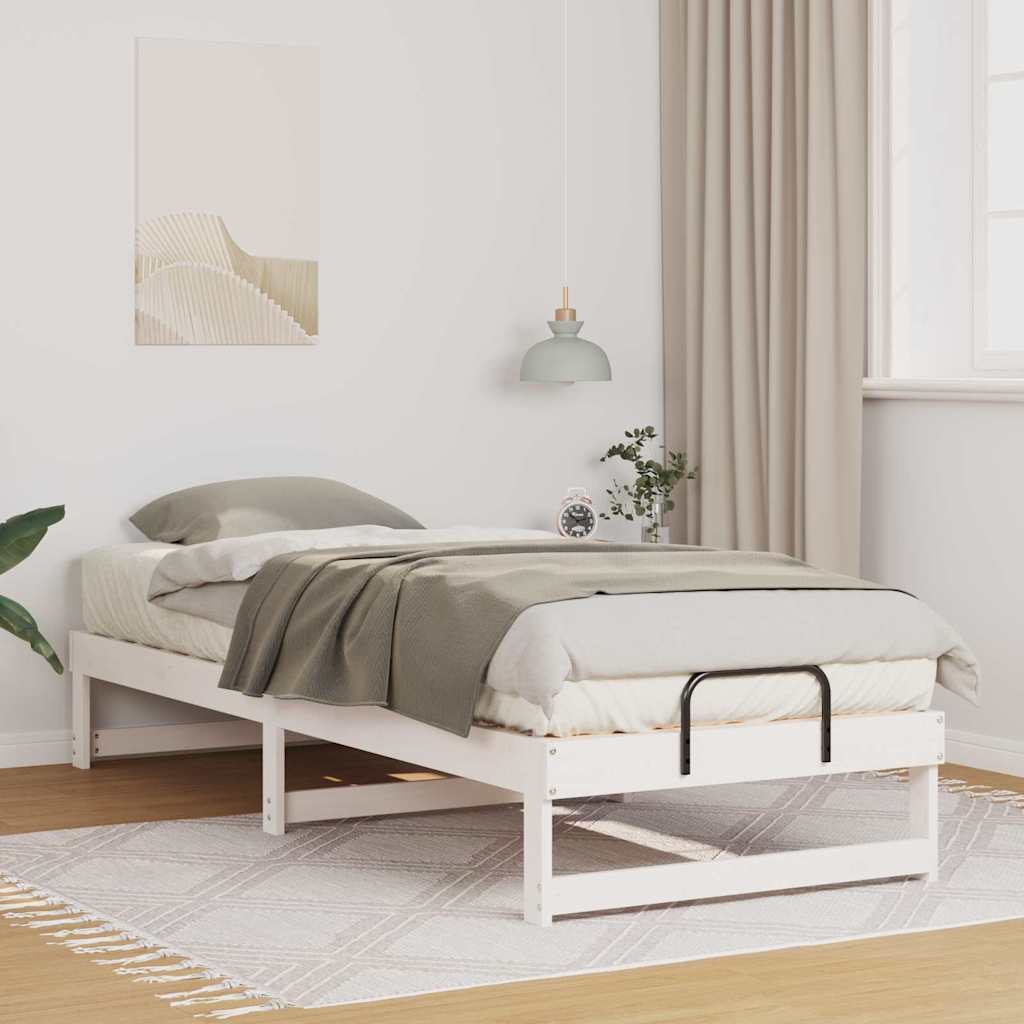 vidaXL Bed Frame White 80 x 210 cm Solid Pine Wood