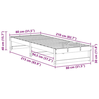 vidaXL Bed Frame White 80 x 210 cm Solid Pine Wood