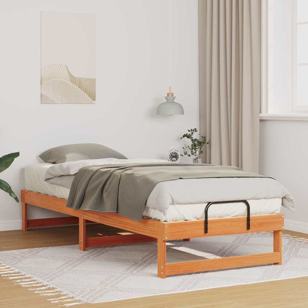 vidaXL Bed Frame Brown 90 x 210 cm Solid Pine Wood