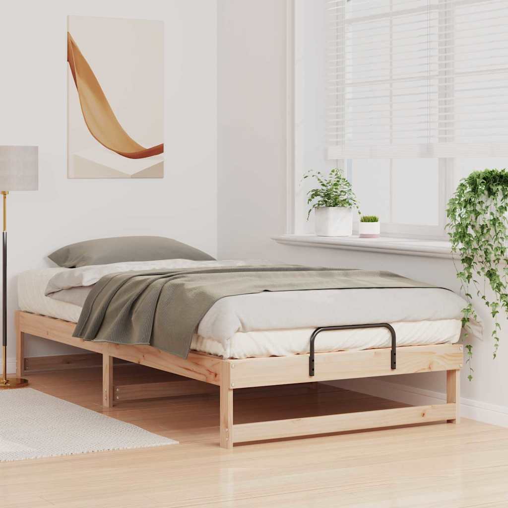 vidaXL Bed Frame Brown 100 x 210 cm Solid Pine Wood