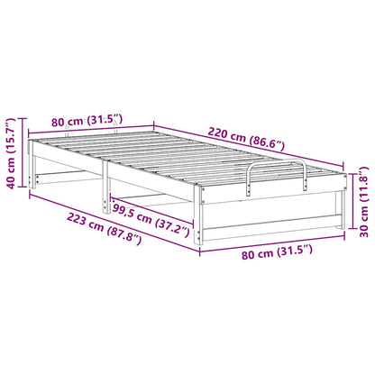 vidaXL Bed Frame White 80 x 220 cm Solid Pine Wood