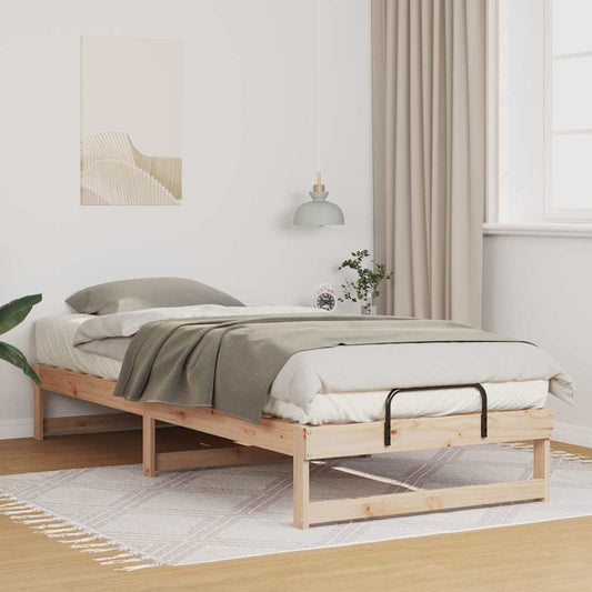 vidaXL Bed Frame Brown 100 x 220 cm Solid Pine Wood