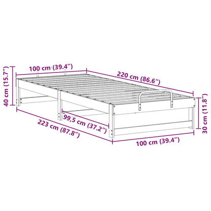 vidaXL Bed Frame Brown 100 x 220 cm Solid Pine Wood