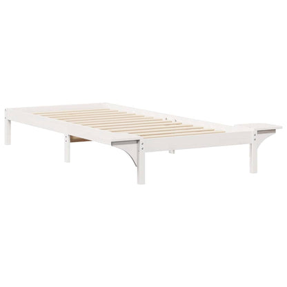 vidaXL Bed Frame with Side Tables White 80 x 210 cm Solid Pine Wood