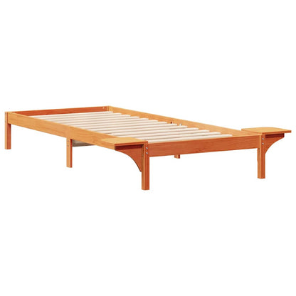 vidaXL Bed Frame with Side Tables Wax Brown 80 x 210 cm