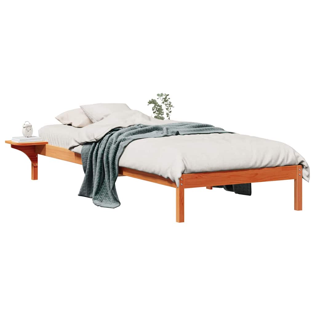 vidaXL Bed Frame with Side Tables Wax Brown 80 x 210 cm