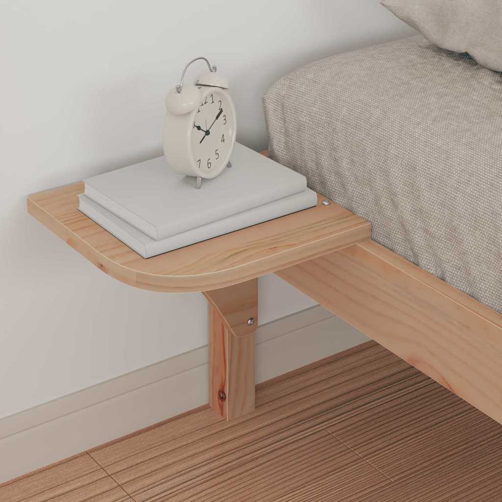 vidaXL Bed Frame with Side Tables Natural 90 x 210 cm Solid Pine Wood