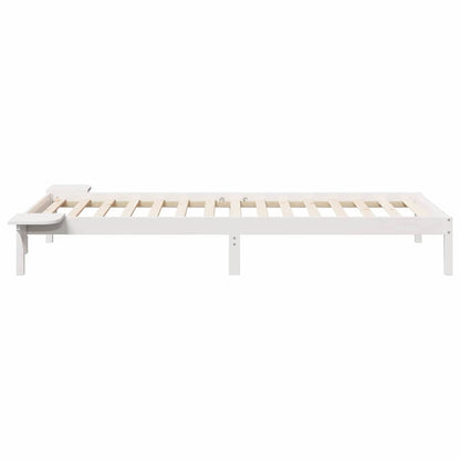 vidaXL Bed Frame with Side Tables White 90 x 210 cm Solid Pine Wood