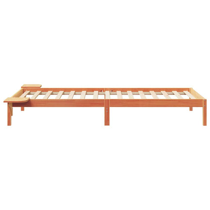 vidaXL Bed Frame with Side Tables Wax Brown 90 x 210 cm