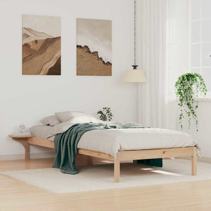 vidaXL Bed Frame with Side Tables Natural 100 x 210 cm Solid Pine Wood