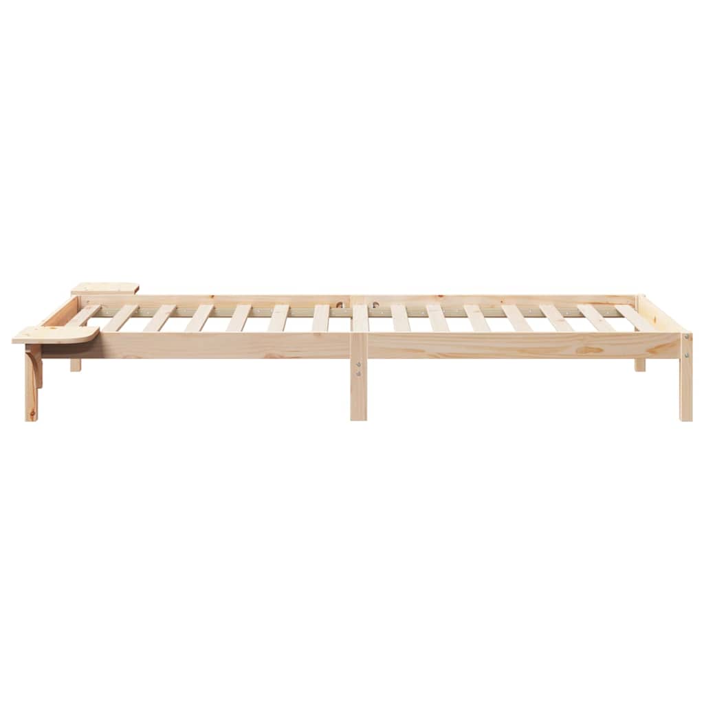 vidaXL Bed Frame with Side Tables Natural 100 x 210 cm Solid Pine Wood