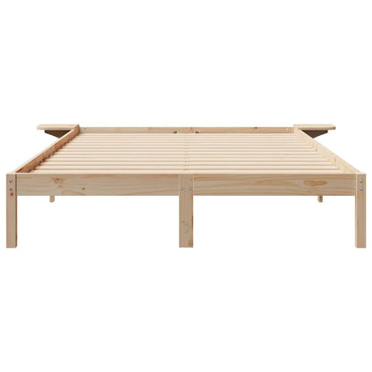 vidaXL Bed Frame with Side Tables Natural 140 x 210 cm Solid Pine Wood