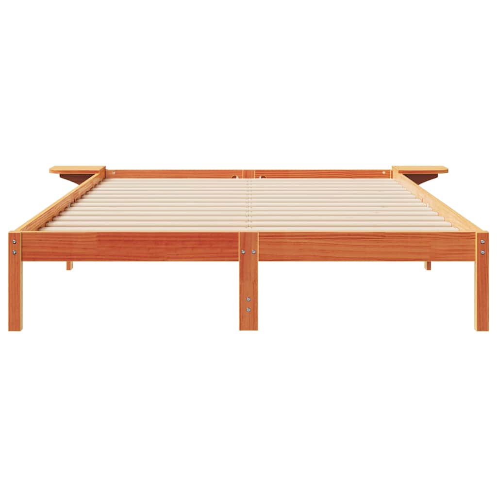 vidaXL Bed Frame with Side Tables Wax Brown 140 x 210 cm
