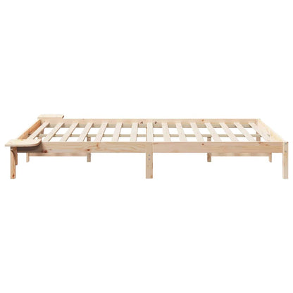 vidaXL Bed Frame with Side Tables Natural 160 x 210 cm Solid Pine Wood