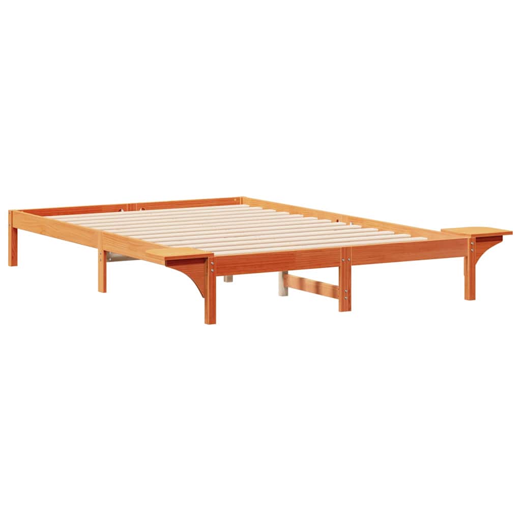 vidaXL Bed Frame with Side Tables Wax Brown 160 x 210 cm