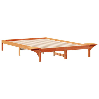 vidaXL Bed Frame with Side Tables Wax Brown 160 x 210 cm