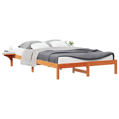 vidaXL Bed Frame with Side Tables Wax Brown 160 x 210 cm