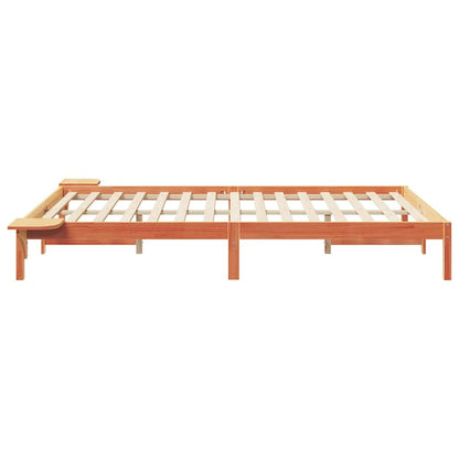 vidaXL Bed Frame with Side Tables Wax Brown 160 x 210 cm