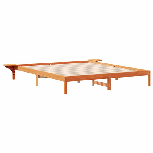vidaXL Bed Frame with Side Tables Wax Brown 180 x 210 cm