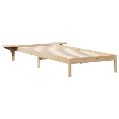 vidaXL Bed Frame with Side Tables Natural 80 x 220 cm Solid Pine Wood
