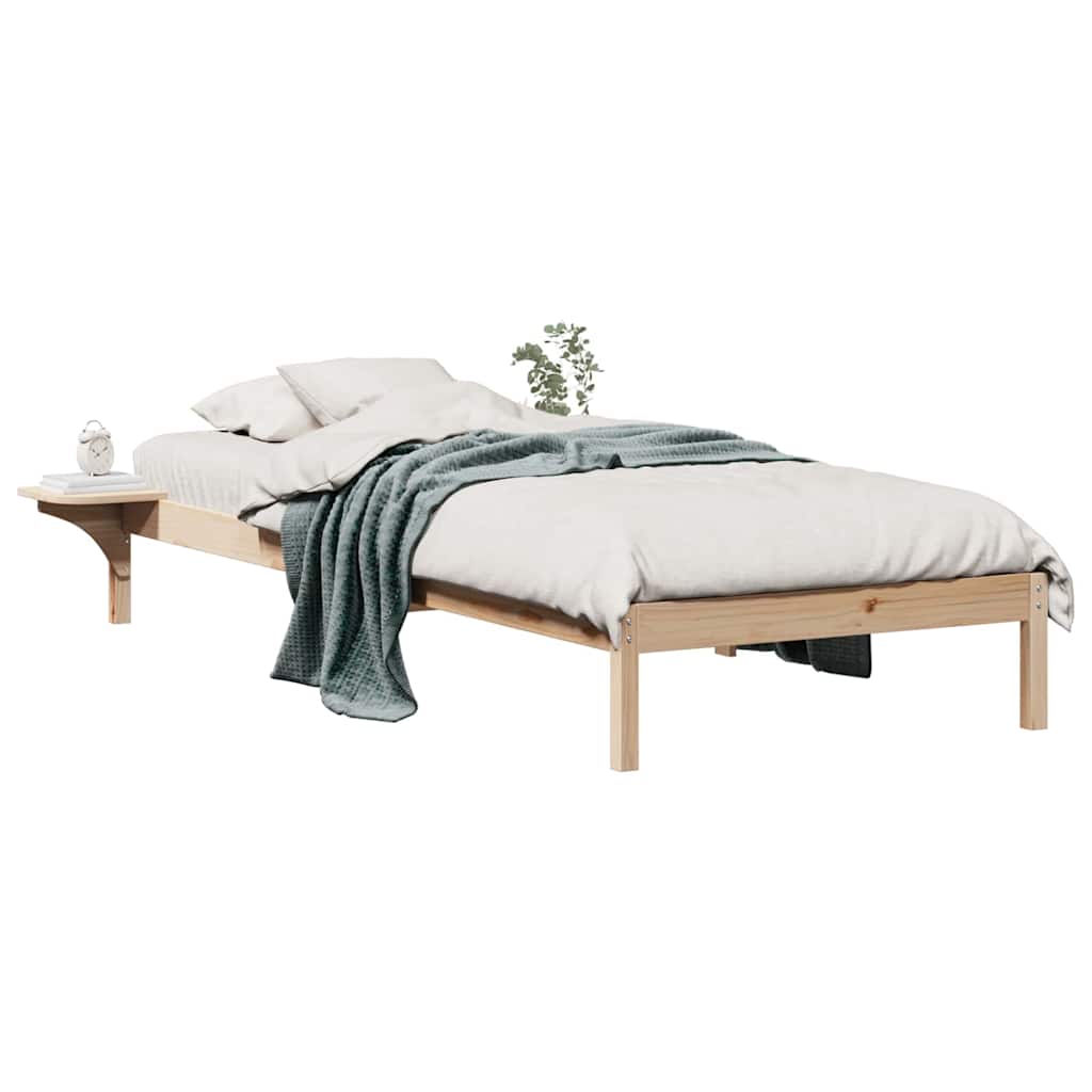 vidaXL Bed Frame with Side Tables Natural 80 x 220 cm Solid Pine Wood