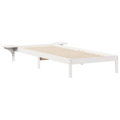 vidaXL Bed Frame with Side Tables White 80 x 220 cm Solid Pine Wood
