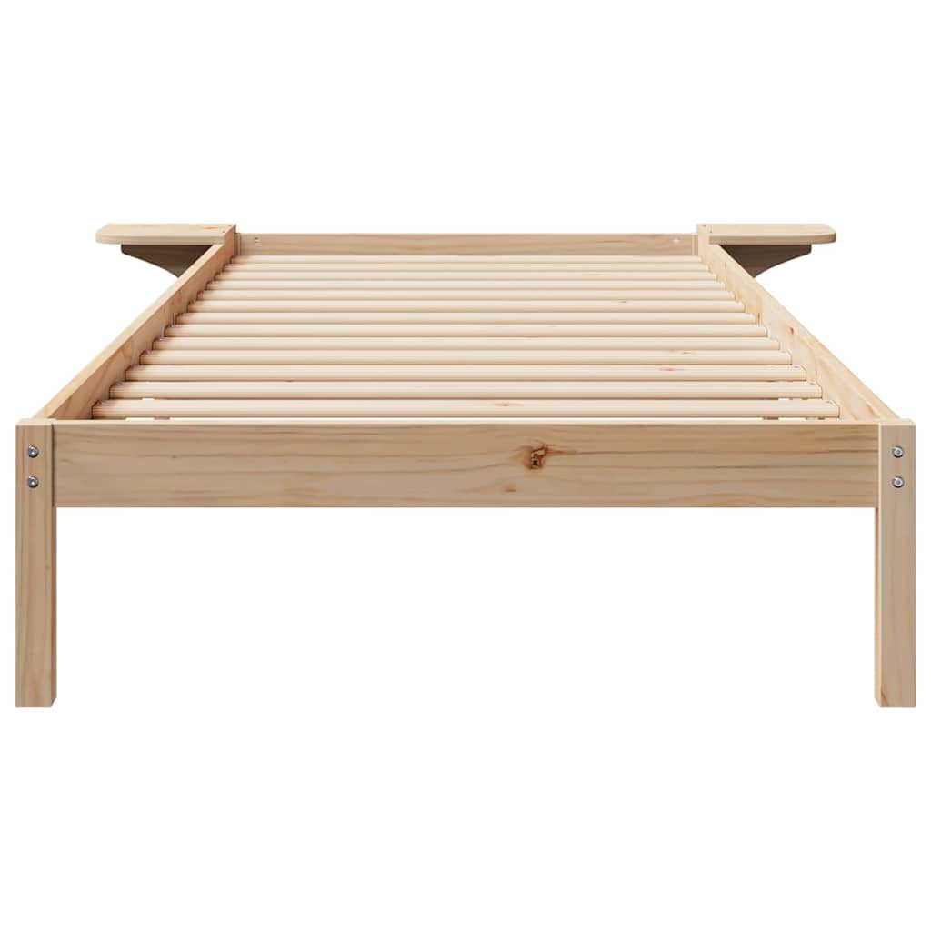 vidaXL Bed Frame with Side Tables Natural 90 x 220 cm Solid Pine Wood