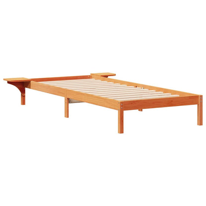 vidaXL Bed Frame with Side Tables Wax Brown 90 x 220 cm