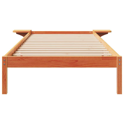 vidaXL Bed Frame with Side Tables Wax Brown 90 x 220 cm