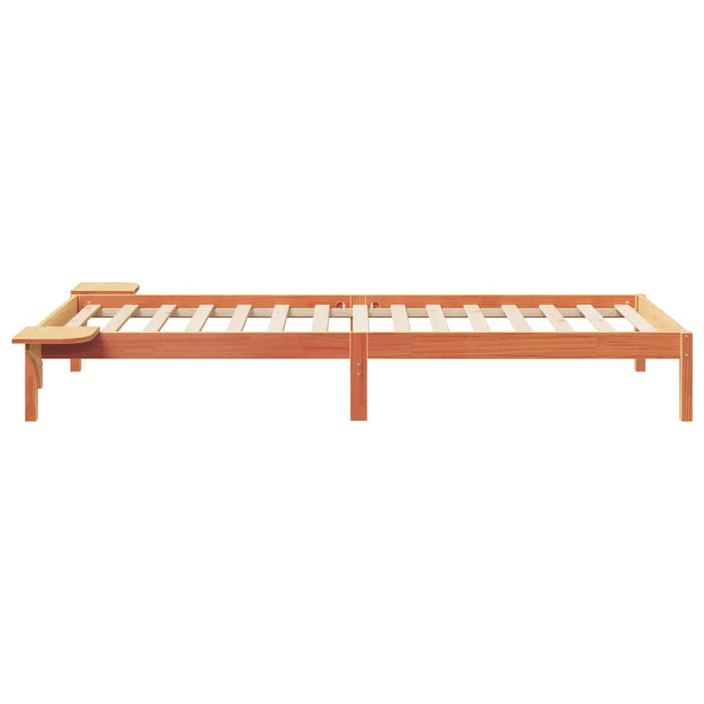 vidaXL Bed Frame with Side Tables Wax Brown 90 x 220 cm