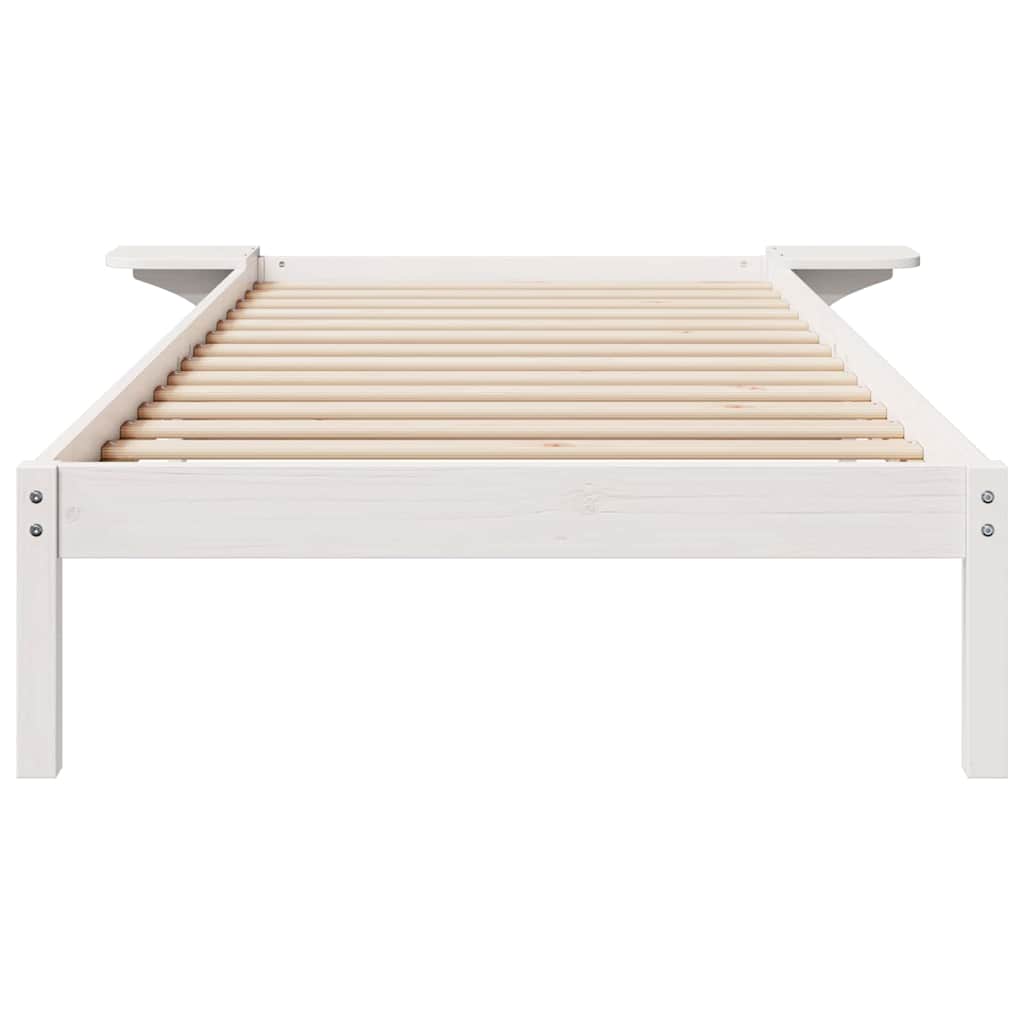 vidaXL Bed Frame with Side Tables White 100 x 220 cm Solid Pine Wood