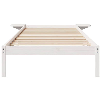vidaXL Bed Frame with Side Tables White 100 x 220 cm Solid Pine Wood