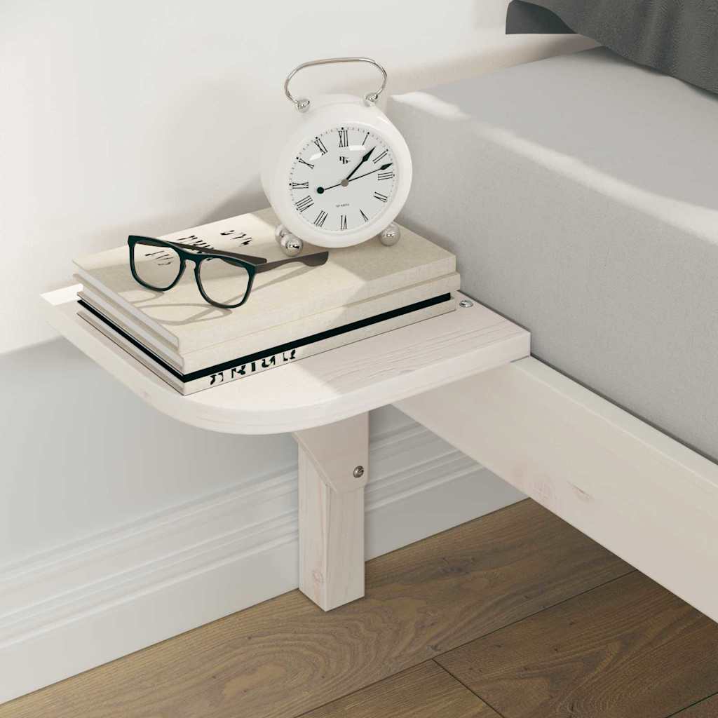 vidaXL Bed Frame with Side Tables White 140 x 220 cm Solid Pine Wood