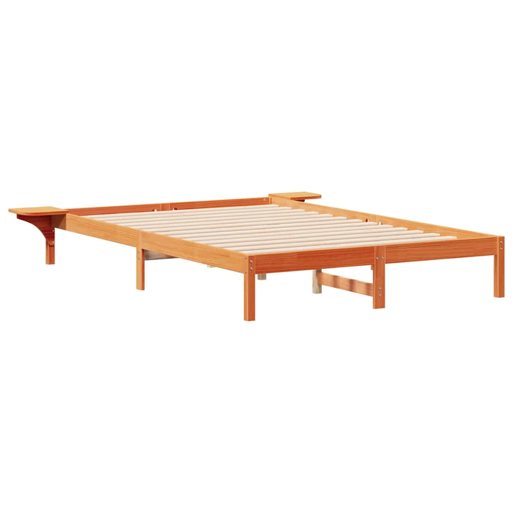 vidaXL Bed Frame with Side Tables Wax Brown 140 x 220 cm