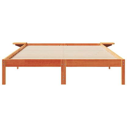 vidaXL Bed Frame with Side Tables Wax Brown 140 x 220 cm