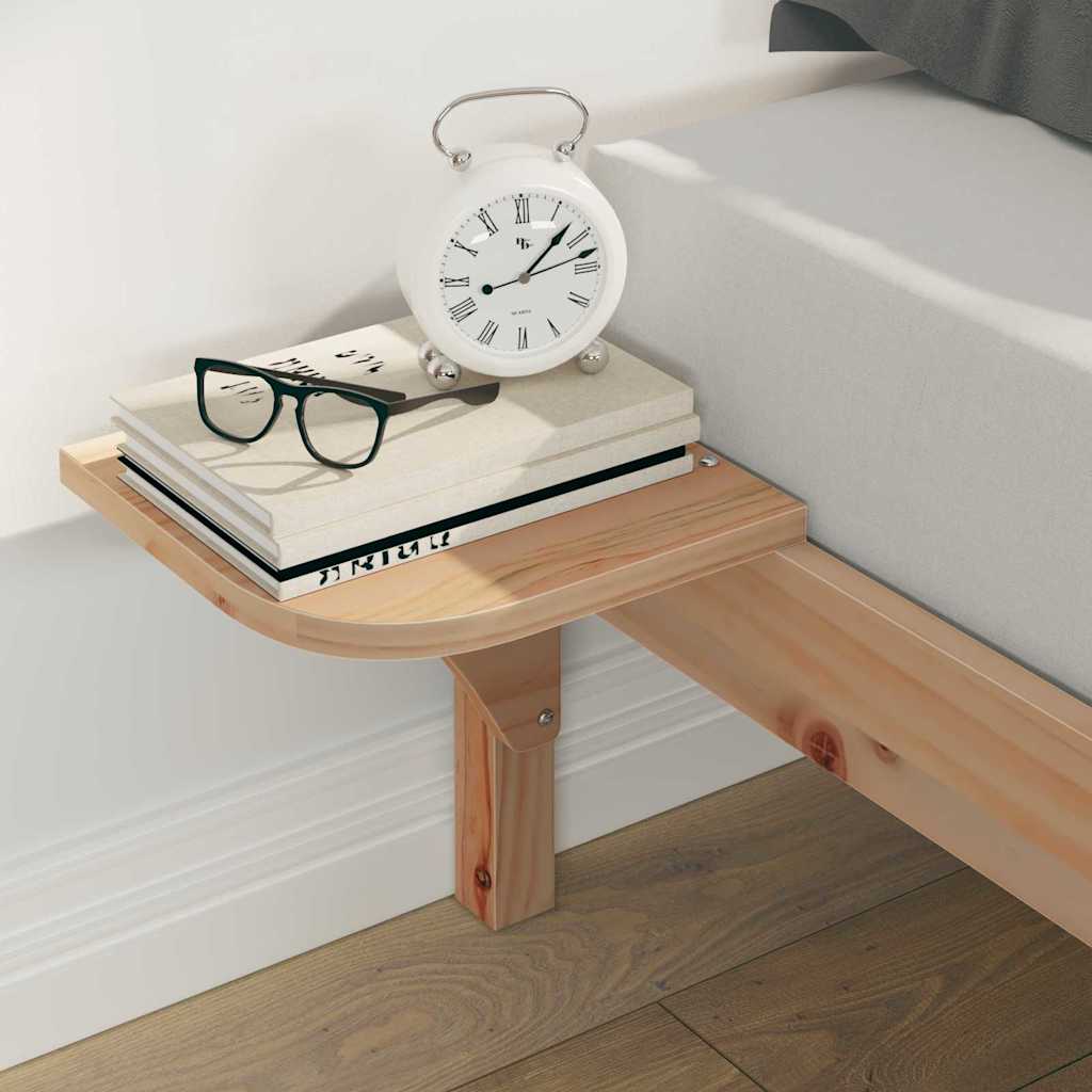 vidaXL Bed Frame with Side Tables Natural 160 x 220 cm Solid Pine Wood