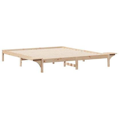 vidaXL Bed Frame with Side Tables Natural 180 x 220 cm Solid Pine Wood