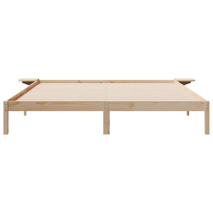vidaXL Bed Frame with Side Tables Natural 180 x 220 cm Solid Pine Wood