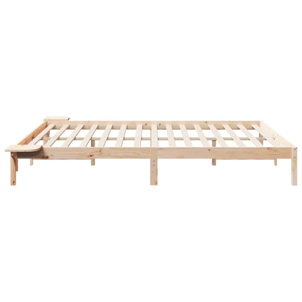 vidaXL Bed Frame with Side Tables Natural 180 x 220 cm Solid Pine Wood