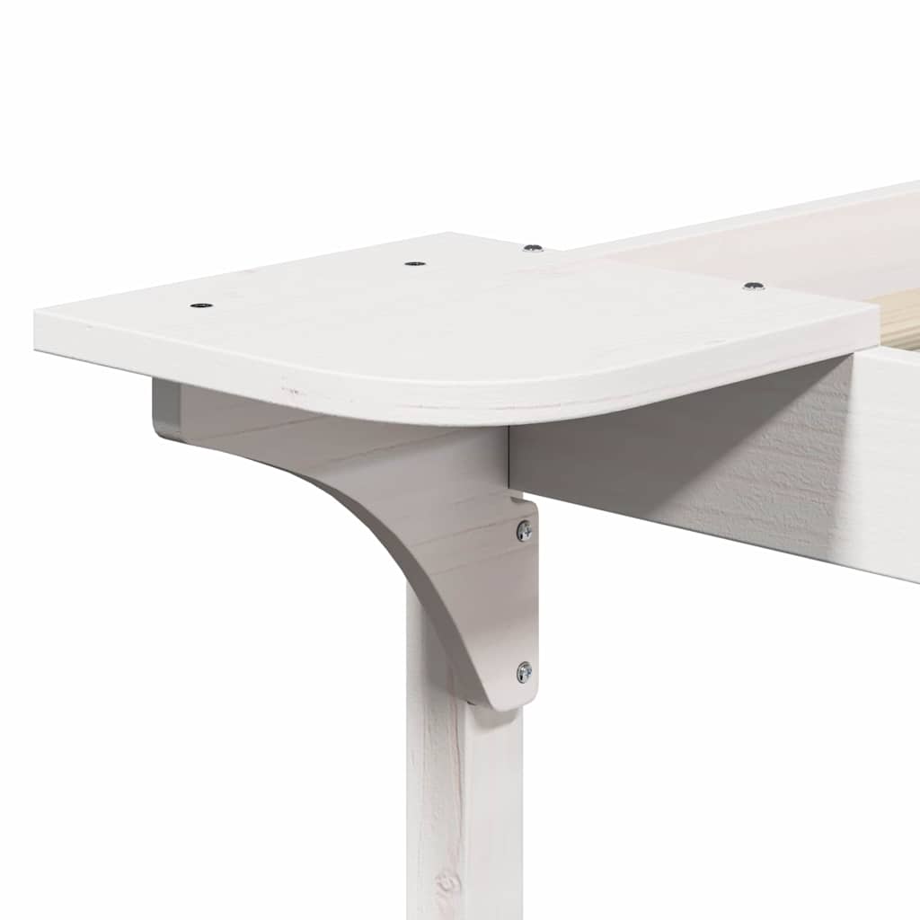 vidaXL Bed Frame with Side Tables White 180 x 220 cm Solid Pine Wood