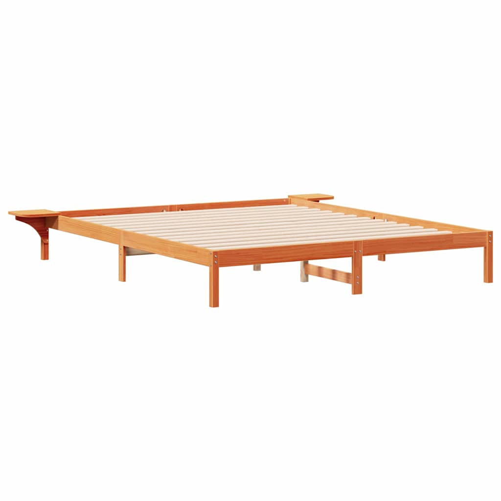 vidaXL Bed Frame with Side Tables Wax Brown 180 x 220 cm