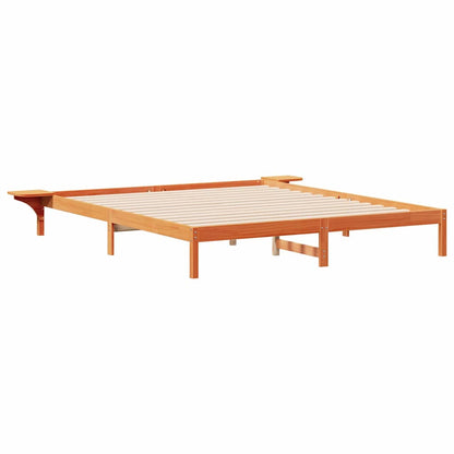 vidaXL Bed Frame with Side Tables Wax Brown 180 x 220 cm