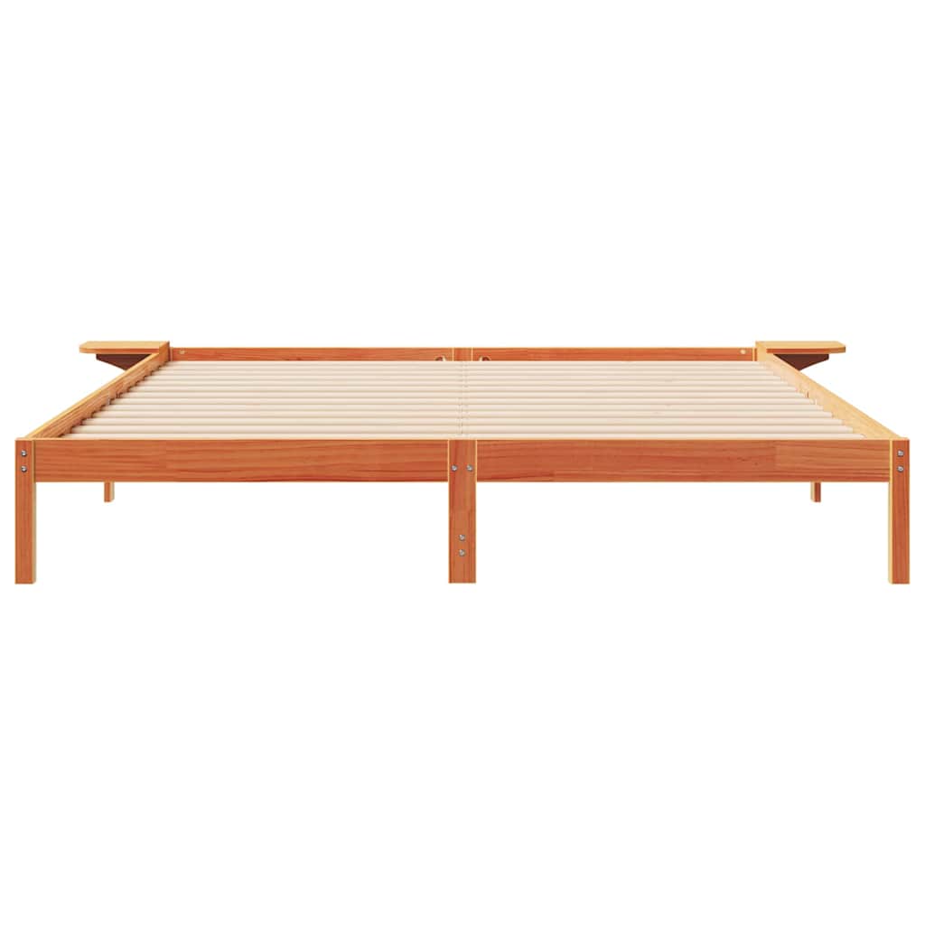 vidaXL Bed Frame with Side Tables Wax Brown 180 x 220 cm